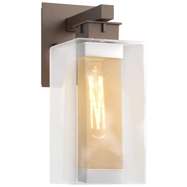 Image 1 Polaris 13.9"H Silver Accented Medium Bronze Outdoor Sconce w/ Clear S