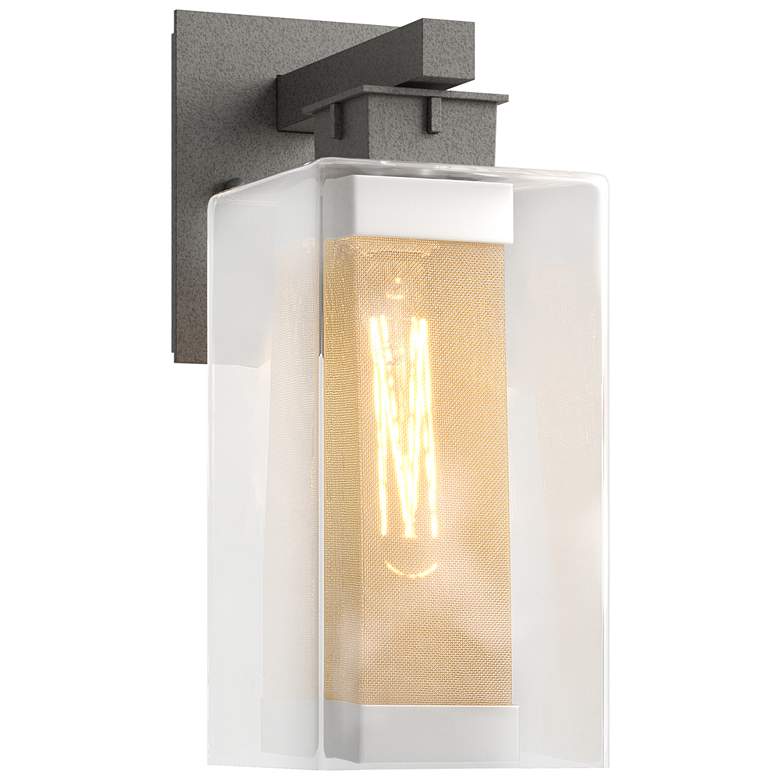 Image 1 Polaris 13.9"H Silver Accented Medium Iron Outdoor Sconce w/ Clear Sha