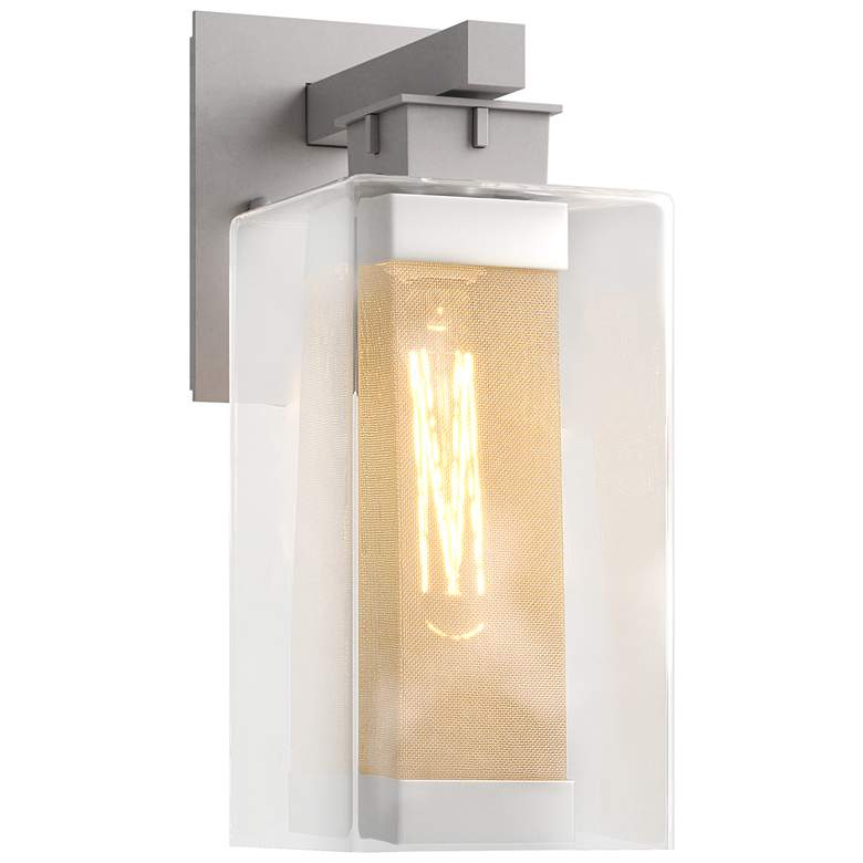 Image 1 Polaris 13.9"H Silver Accented Medium Steel Outdoor Sconce w/ Clear Sh