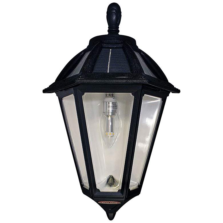 Image 1 Polaris 17 1/2" High Black LED Solar Outdoor Wall Light
