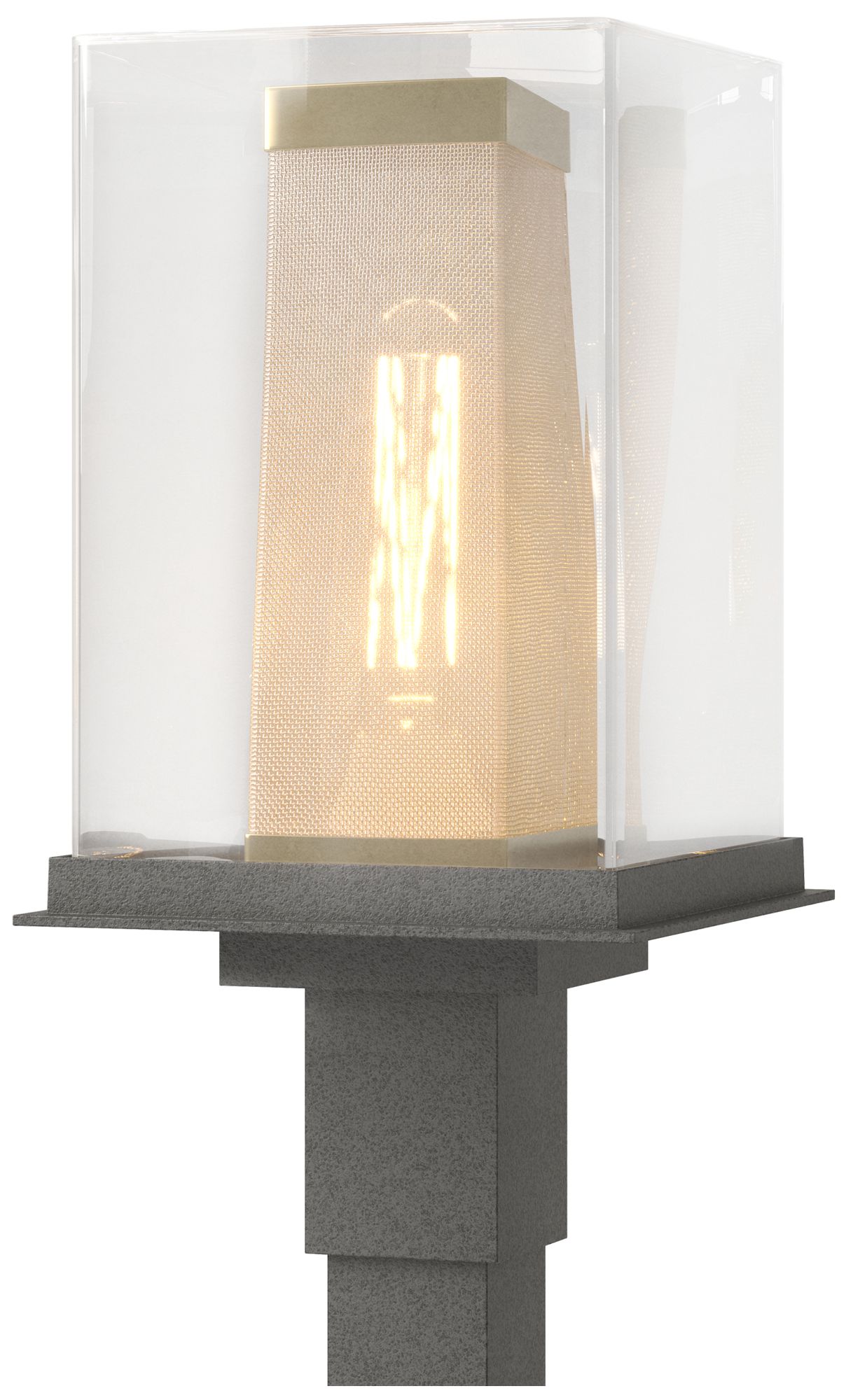 Polaris 18"H Gold Natural Iron Outdoor Post Light w/Clear Sh Made to Order