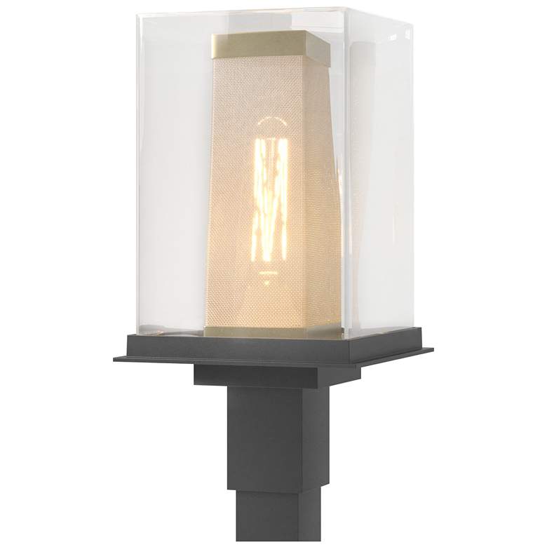 Image 1 Polaris 18 inchH Gold Accented Black Outdoor Post Light w/ Clear Shade