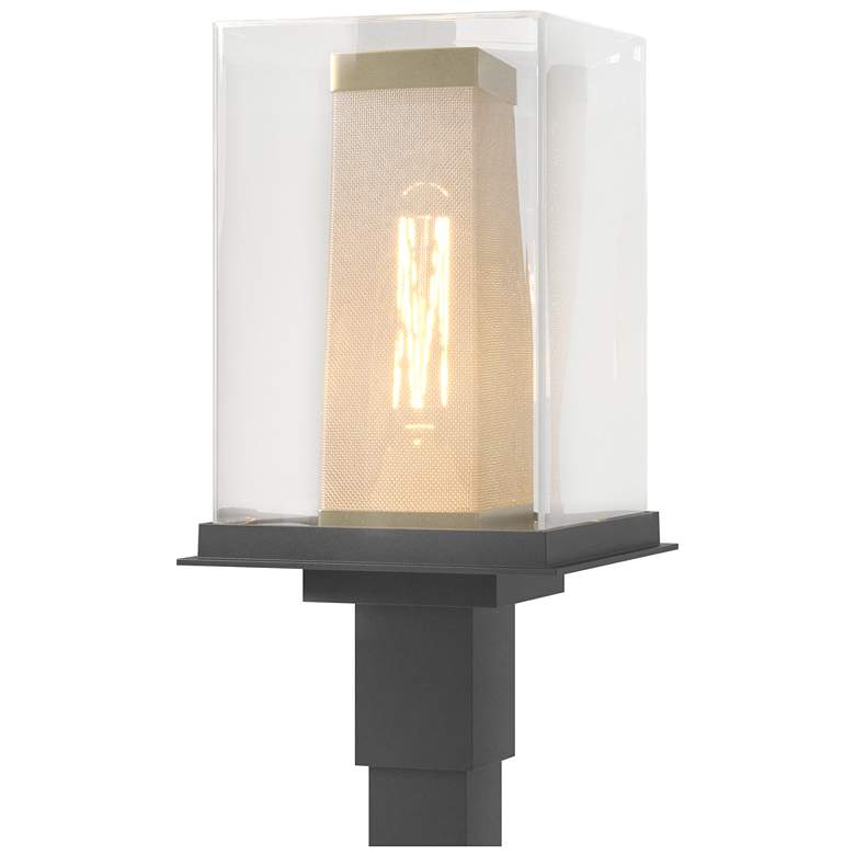 Image 1 Polaris 18"H Gold Accented Black Outdoor Post Light w/ Clear Shade