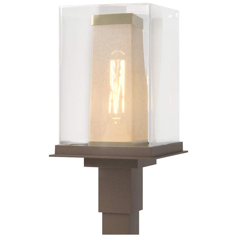 Image 1 Polaris 18"H Gold Accented Bronze Outdoor Post Light w/ Clear Shade