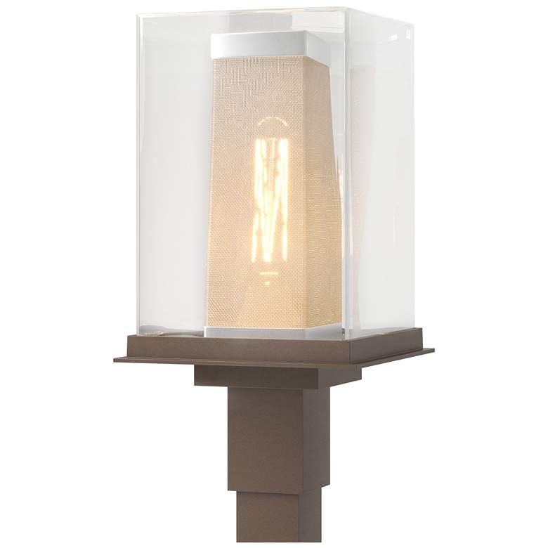 Image 1 Polaris 18 inchH Silver Accented Bronze Outdoor Post Light w/ Clear Shade