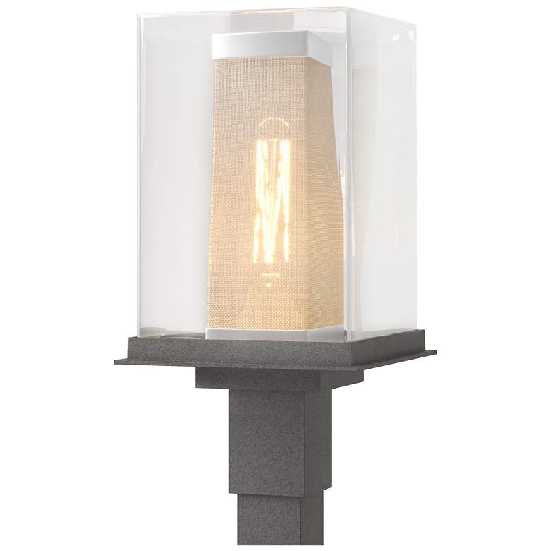 Image 1 Polaris 18"H Silver Accented Natural Iron Outdoor Post Light w/ Clear