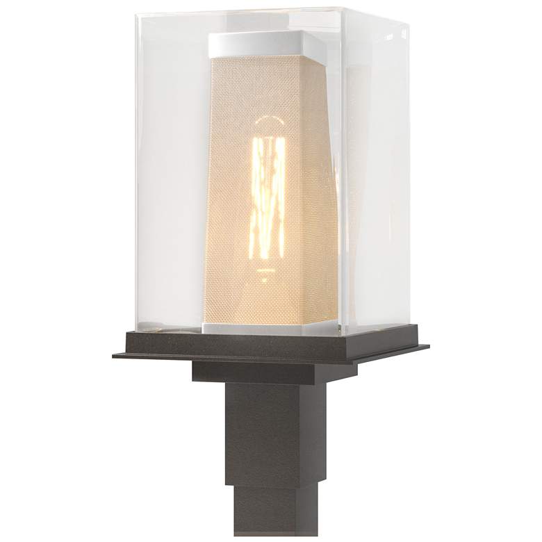 Image 1 Polaris 18"H Silver Accented Oiled Bronze Outdoor Post Light w/ Clear