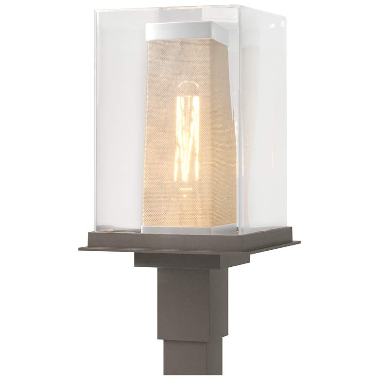 Image 1 Polaris 18 inchH Silver Accented Smoke Outdoor Post Light w/ Clear Shade