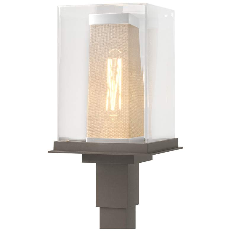 Image 1 Polaris 18"H Silver Accented Smoke Outdoor Post Light w/ Clear Shade