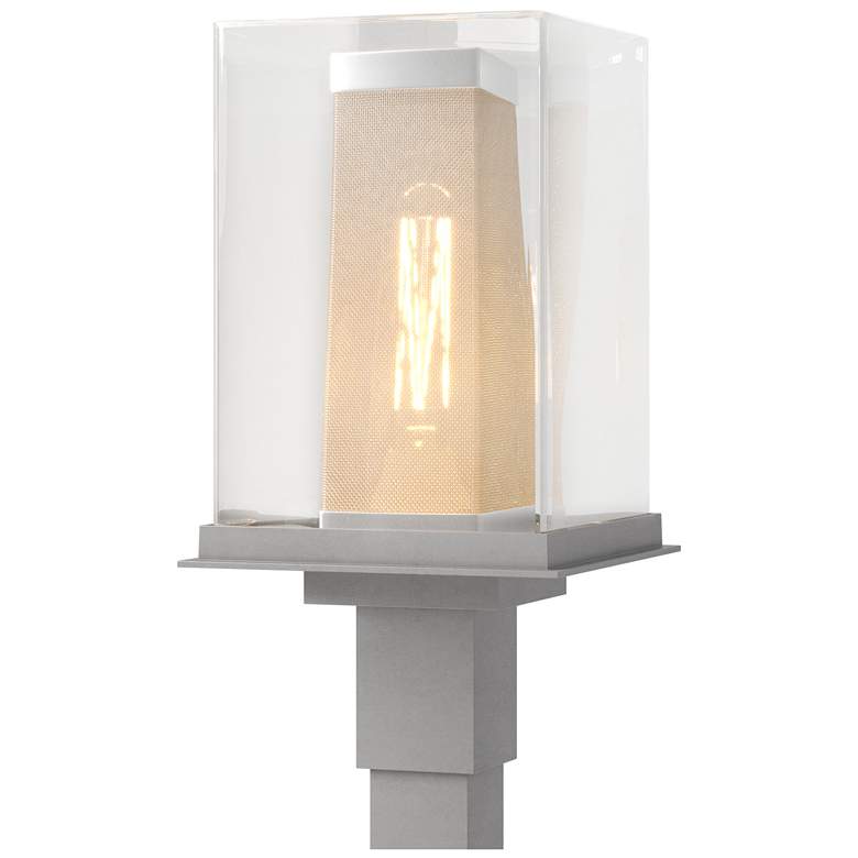 Image 1 Polaris 18"H Silver Accented Steel Outdoor Post Light w/ Clear Shade