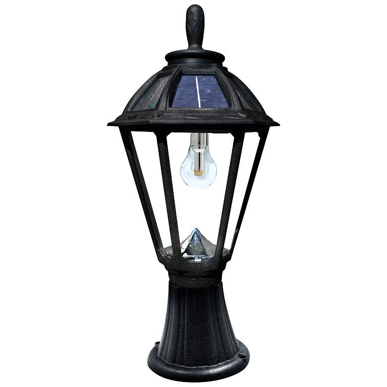 Image 1 Polaris 19 1/4 inch High Black Solar LED Outdoor Post Light