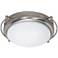 Polaris; 2 Light; 14 in.; Flush Mount with Satin Frosted Glass Shades