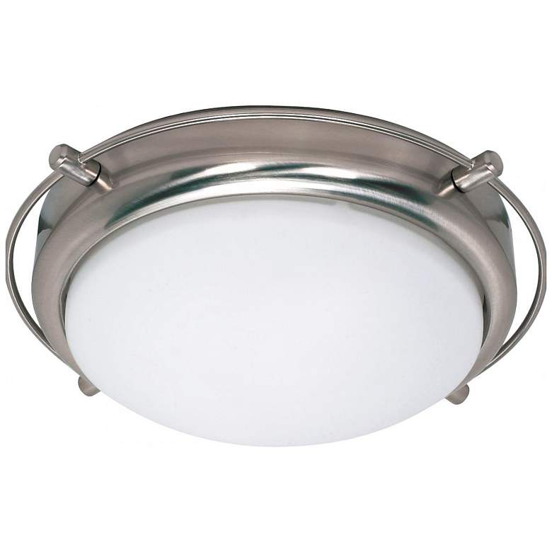 Image 1 Polaris; 2 Light; 14 in.; Flush Mount with Satin Frosted Glass Shades