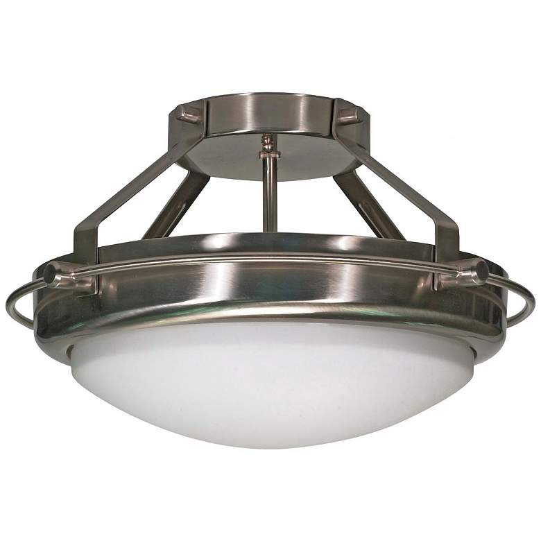Image 1 Polaris; 2 Light; 14 in.; Semi-Flush with Satin Frosted Glass Shades