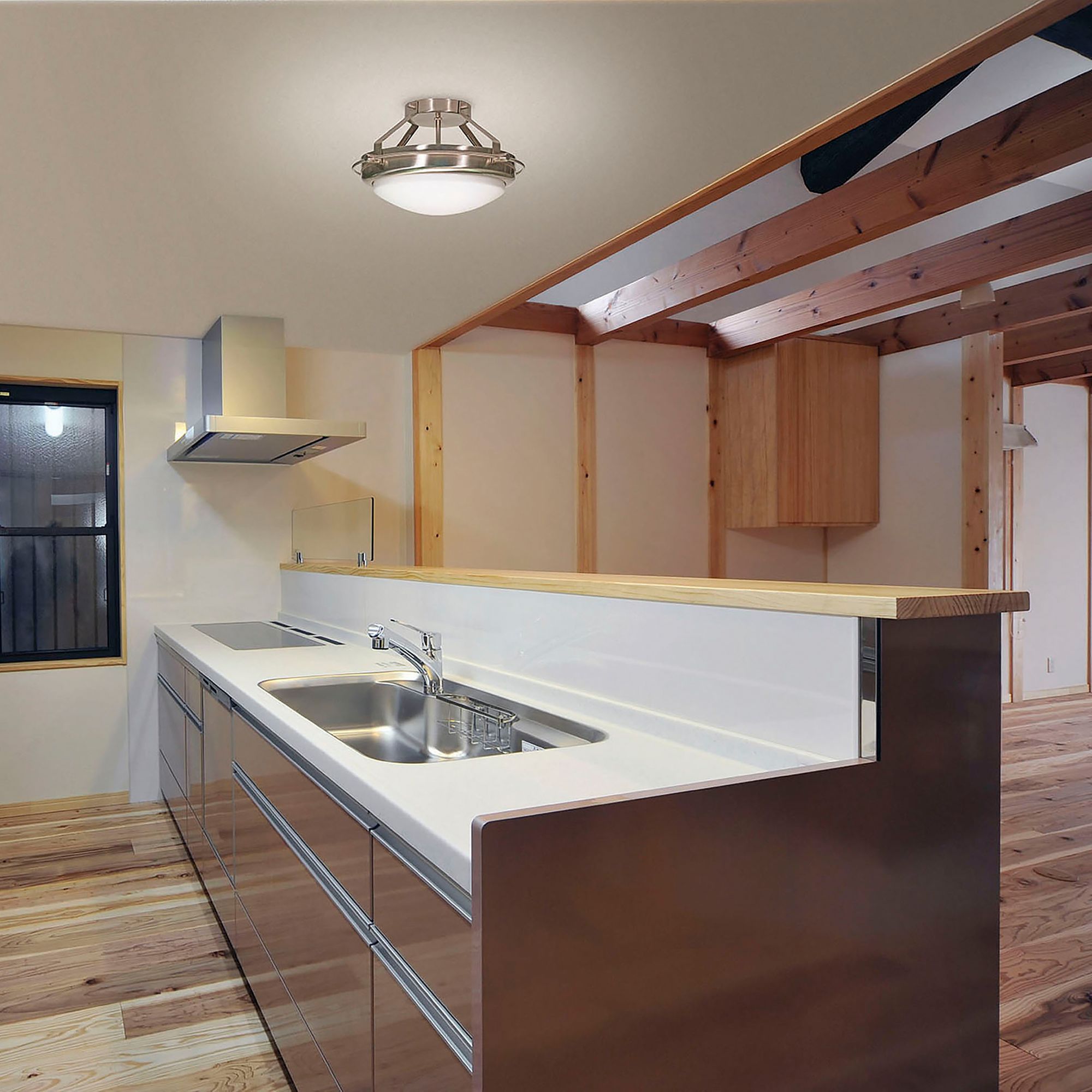 Image 3 Polaris; 2 Light; 14 in.; Semi-Flush with Satin Frosted Glass Shades more views