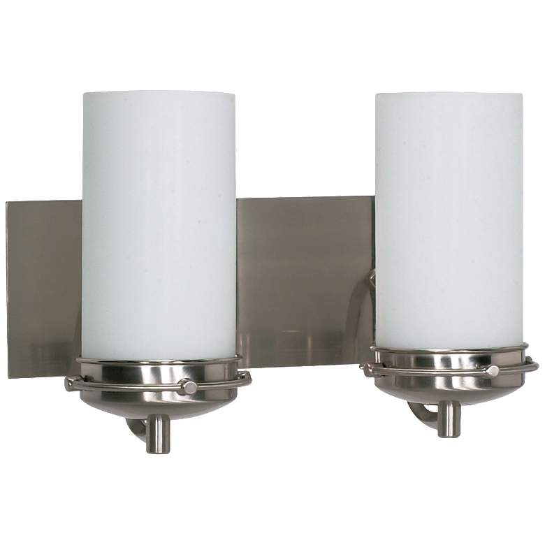 Image 1 Polaris; 2 Light; 14 in.; Vanity with Satin Frosted Glass Shades
