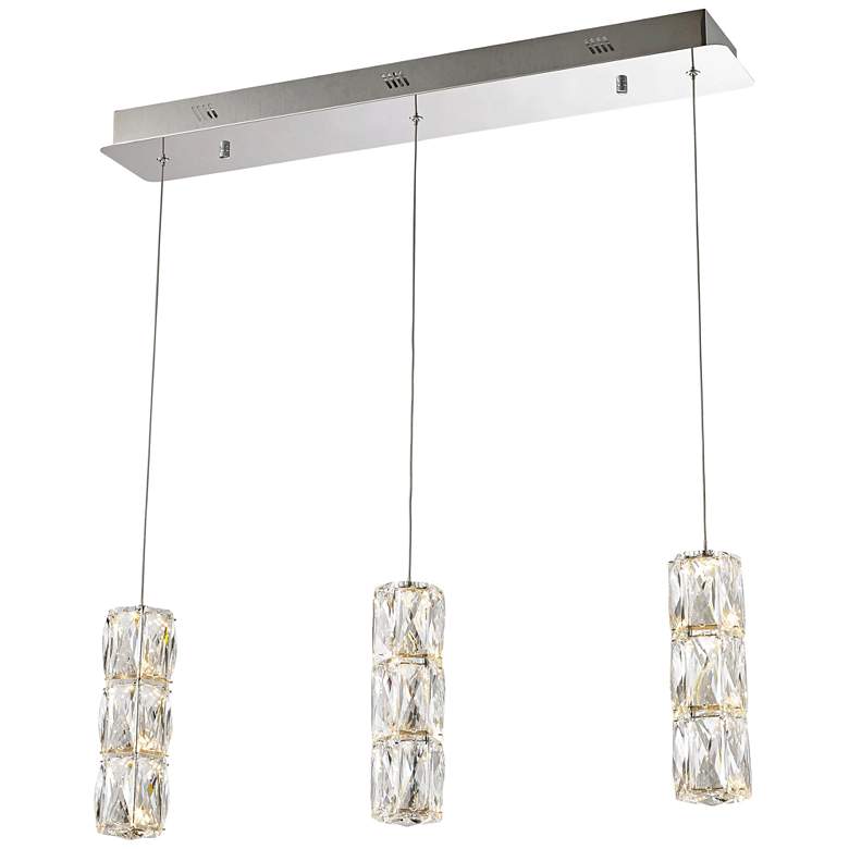 Image 2 Polaris 27 1/2" Wide Chrome Crystal LED Multi Light Pendant