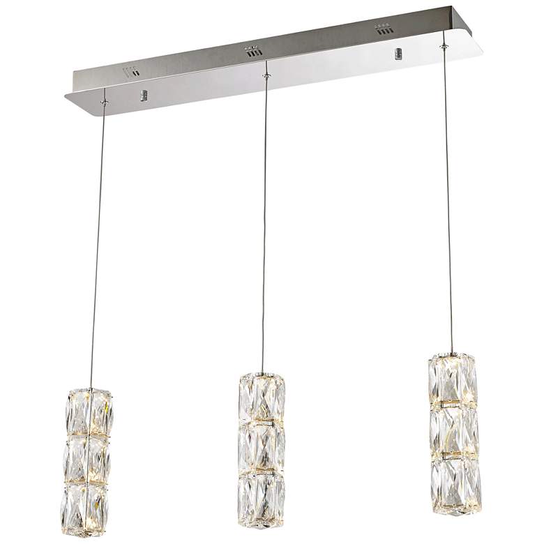 Image 2 Polaris 27 1/2 inch Wide Chrome Crystal LED Multi Light Pendant