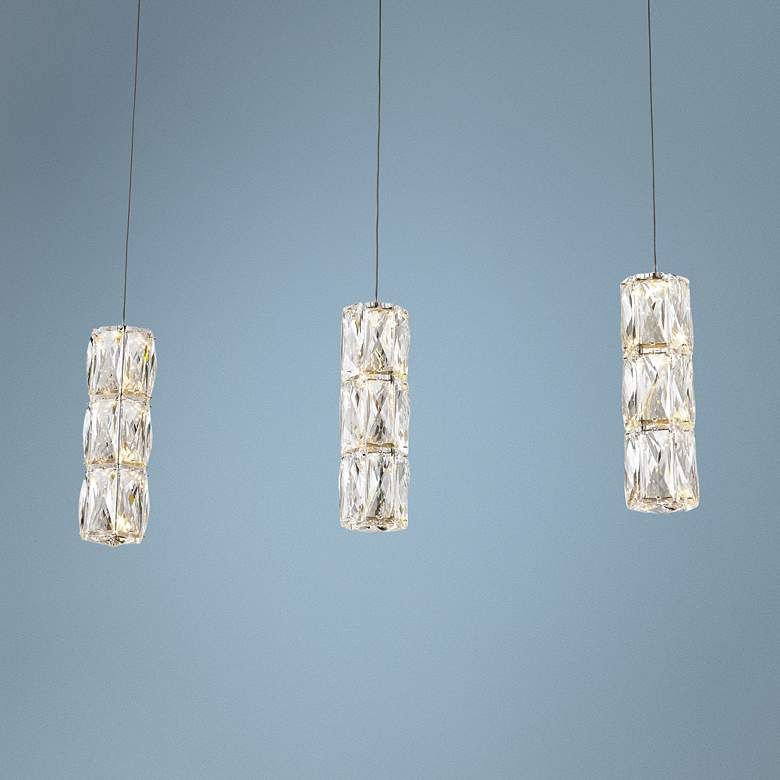 Image 1 Polaris 27 1/2" Wide Chrome Crystal LED Multi Light Pendant