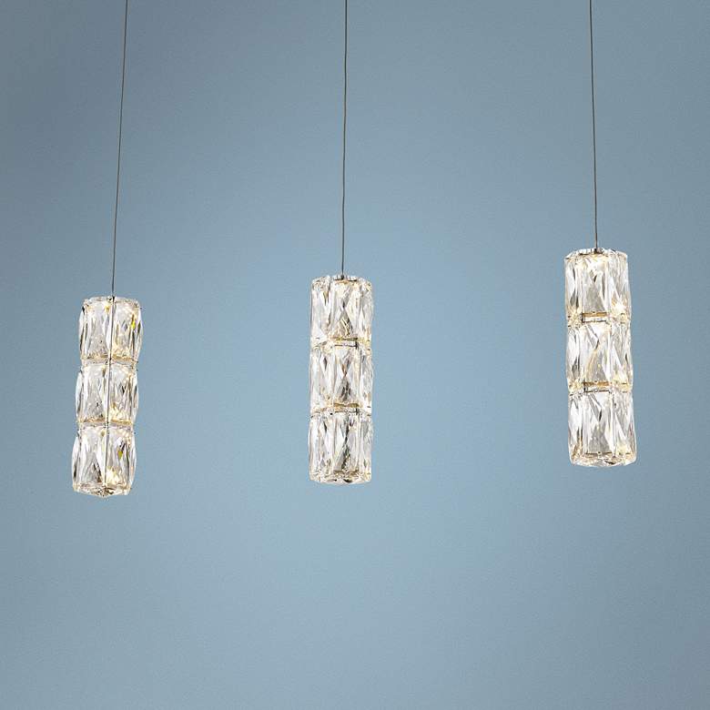 Image 1 Polaris 27 1/2 inch Wide Chrome Crystal LED Multi Light Pendant