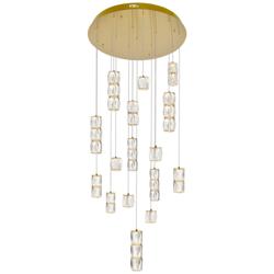 Polaris 28&quot; Wide Gold and Crystal LED Multi Light Pendant