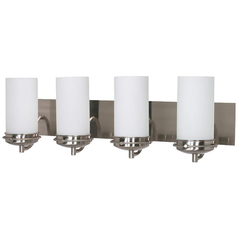 Image 1 Polaris; 4 Light; 30 in.; Vanity with Satin Frosted Glass Shades