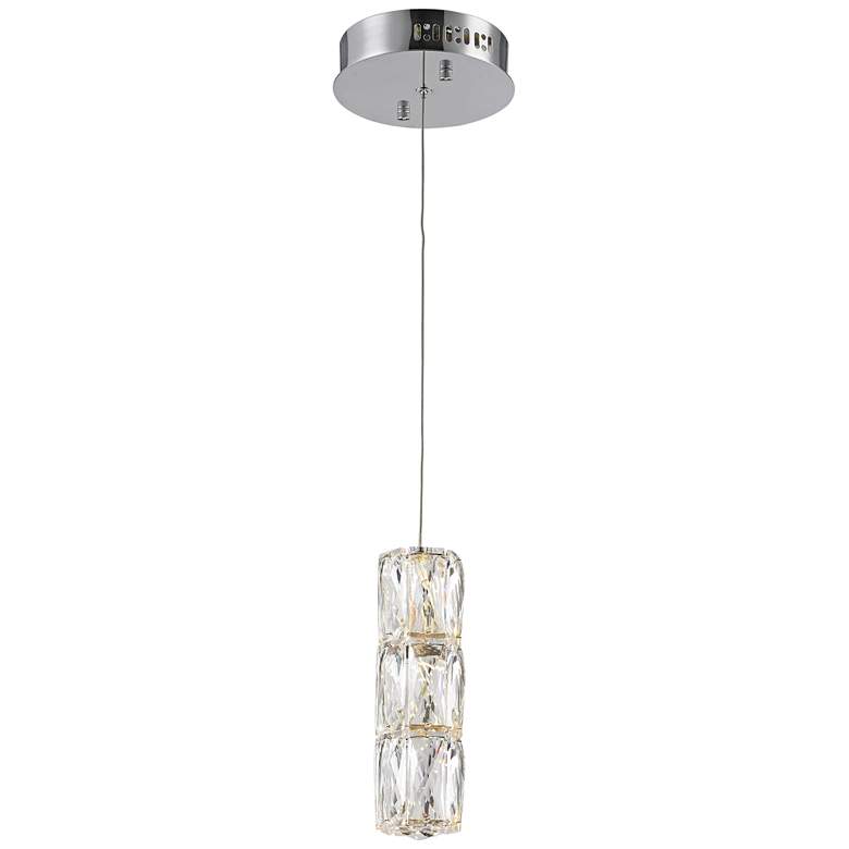 Image 2 Polaris 6" Wide Chrome and Crystal LED Mini Pendant Light