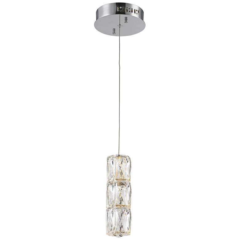 Image 2 Polaris 6 inch Wide Chrome and Crystal LED Mini Pendant Light