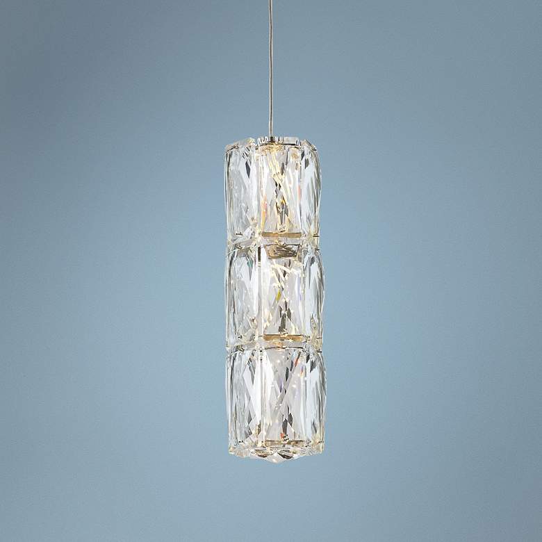 Image 1 Polaris 6" Wide Chrome and Crystal LED Mini Pendant Light