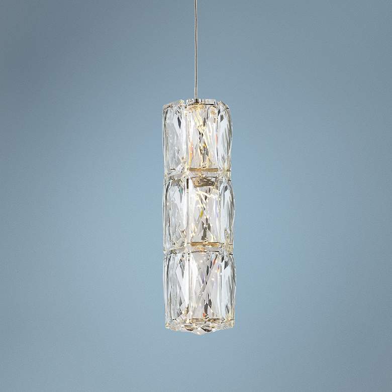 Image 1 Polaris 6 inch Wide Chrome and Crystal LED Mini Pendant Light