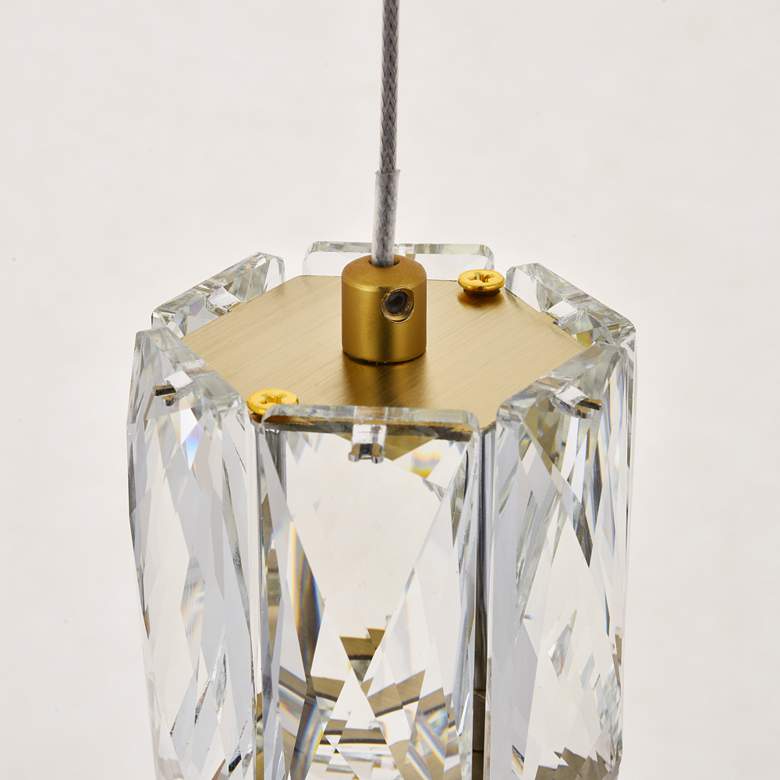 Image 3 Polaris 6 inch Wide Gold and Crystal LED Mini Pendant Light more views