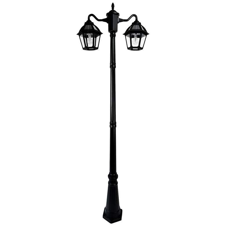Image 1 Polaris 92" High Black Dusk to Dawn LED 2-Light Lamp Post