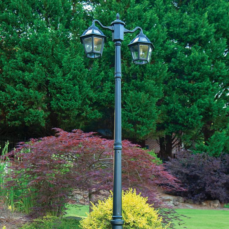 Image 3 Polaris 92" High Black Dusk to Dawn LED 2-Light Lamp Post more views