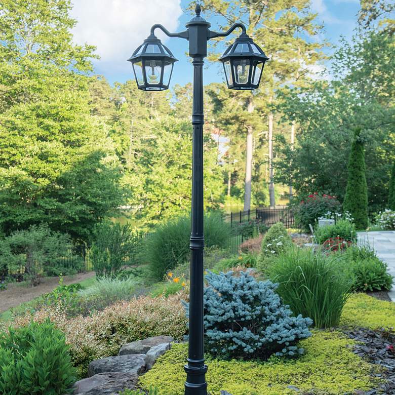 Image 4 Polaris 92" High Black Dusk to Dawn LED 2-Light Lamp Post more views