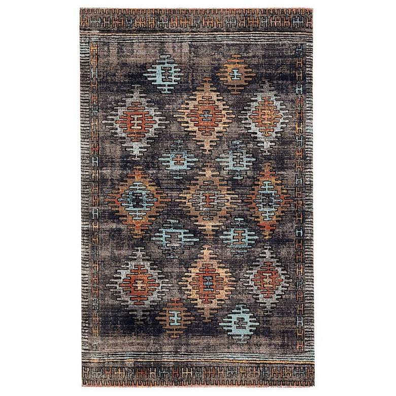 Image 1 Polaris Dez POL18 5'3"x7'6" Blue and Orange Tribal Area R