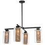 Polaris Outdoor 4-Light Pendant - Black Finish - Gold Accents - Clear Glass