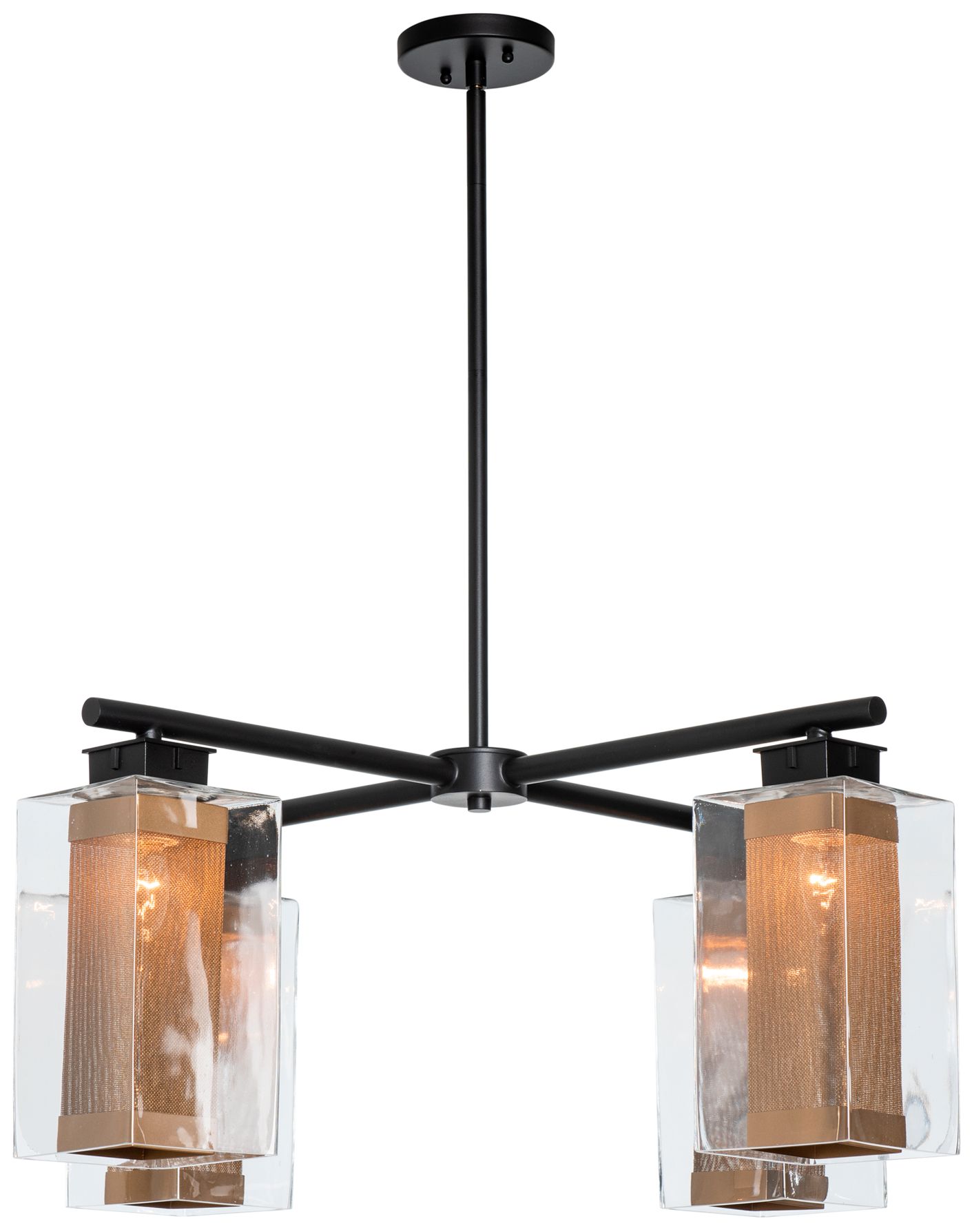 Image 2 Polaris Outdoor 4-Light Pendant - Black Finish - Gold Accents - Clear Glass more views