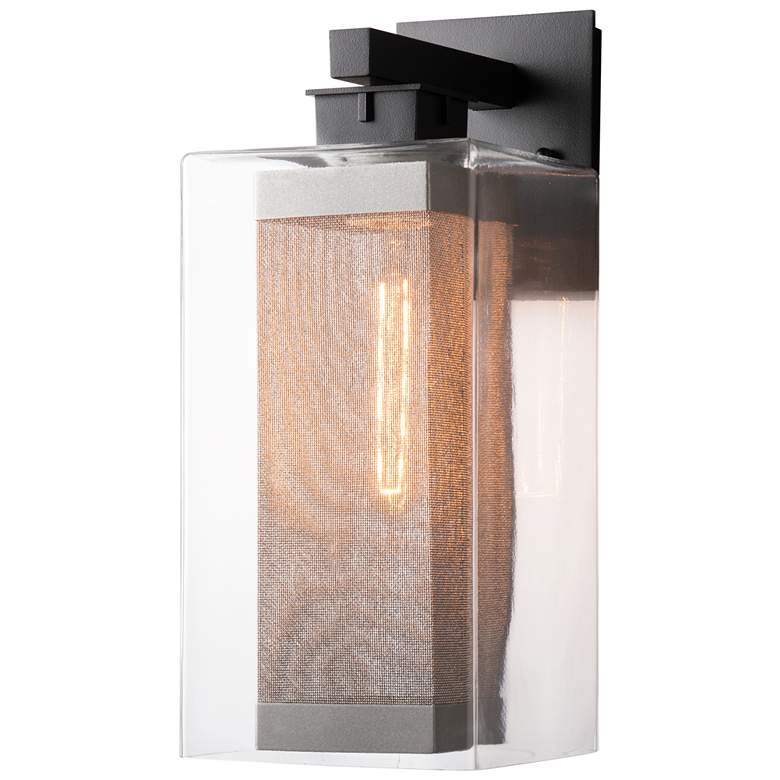 Image 1 Polaris Outdoor Large Sconce - Black - Silver Accents - Clear Glass