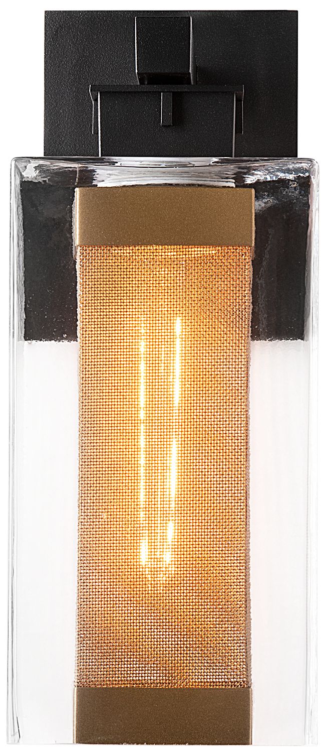 Image 4 Polaris Outdoor Medium Sconce - Black Finish - Gold Accents - Clear Glass more views