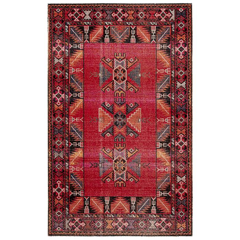 Polaris Paloma POL19 5&#39;3&quot;x7&#39;6&quot; Red and Pink Tribal Area R