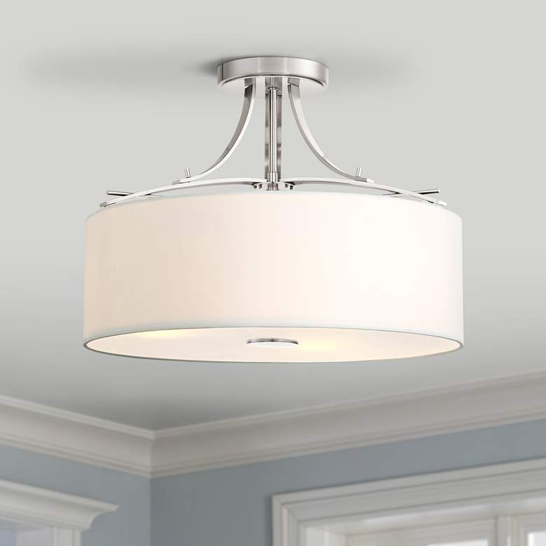Poleis 16 1/2&quot; Wide Brushed Nickel Ceiling Light