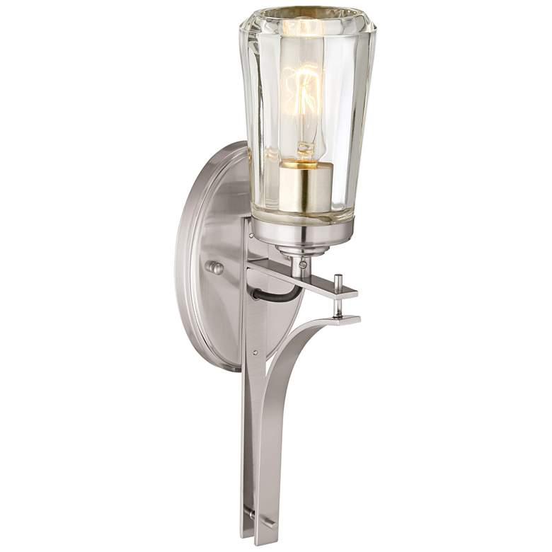 Image 3 Poleis 16 inch High Brushed Nickel Wall Sconce