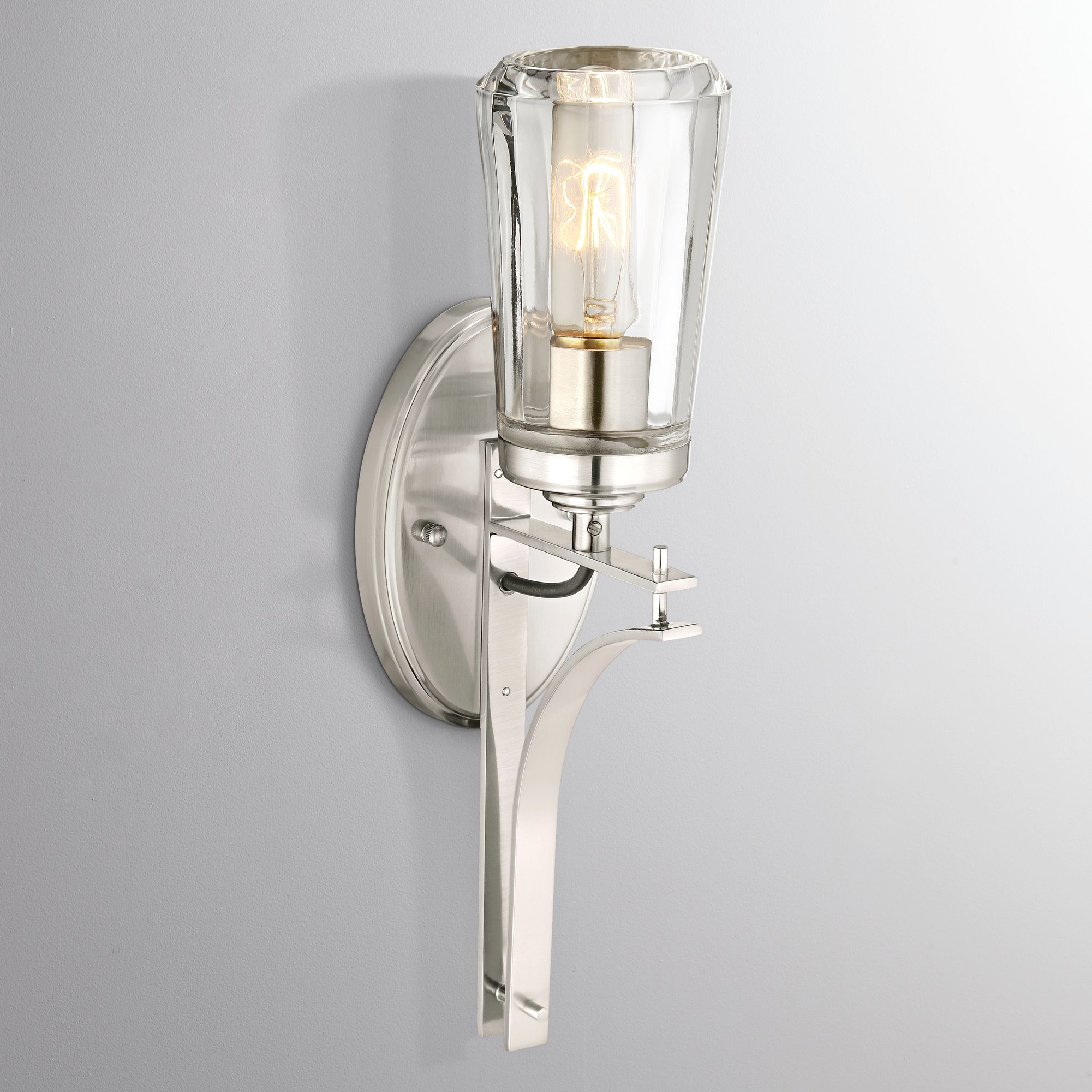 Poleis 16" High Brushed Nickel Wall Sconce 9G414 Lamps Plus