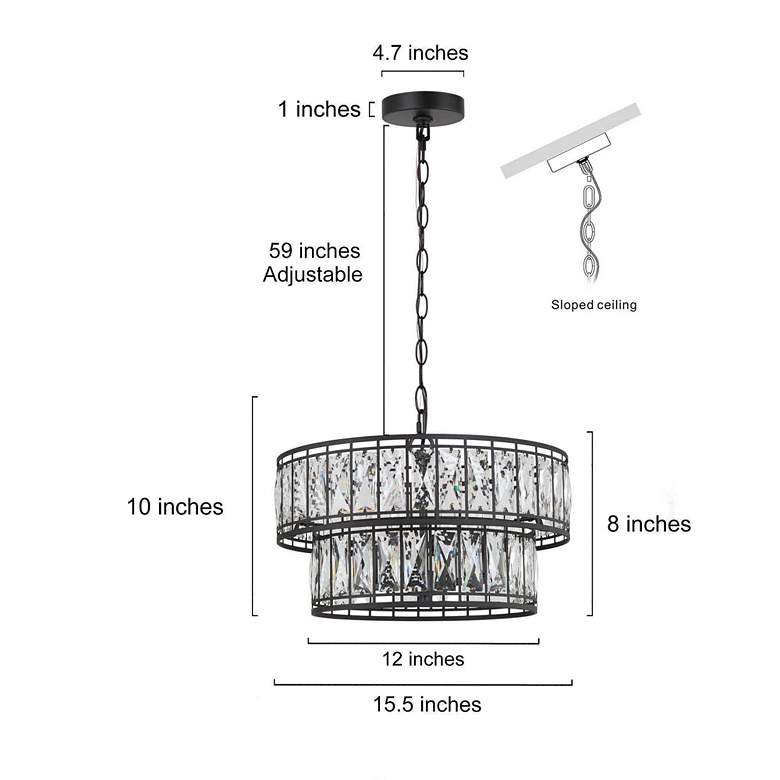 Image 4 Polia 15 1/2" Wide Black 4-Light 2-Tier Drum Chandelier more views