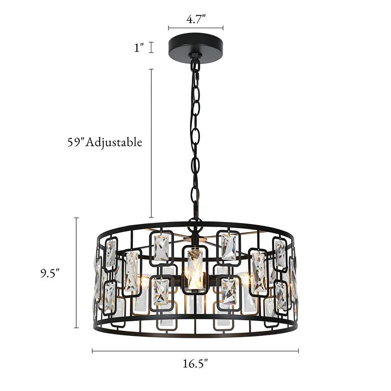 Image 5 Polia 16 1/2 inch Wide Black Metal 4-Light Drum Chandelier more views