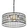 Polia 18 1/2" Wide Black Crystal 3-Light Drum Chandelier