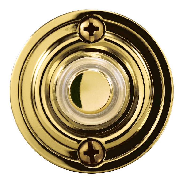 Image 1 Polished Brass 1 3/4 inch Round LED Doorbell Button