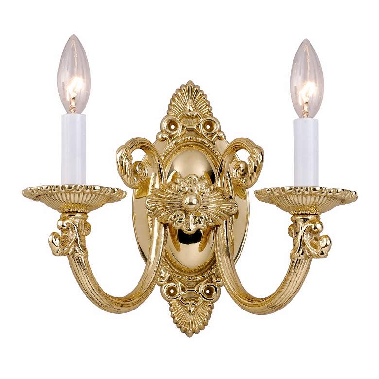 Image 1 Polished Brass 11 1/2 inch High Two Light Wall Sconce