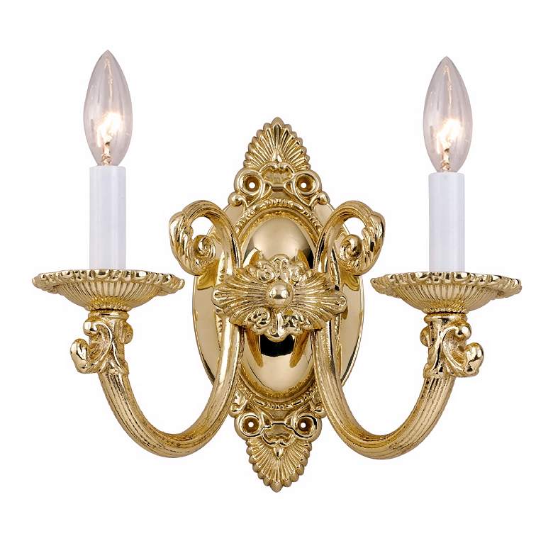 Image 1 Polished Brass 11 1/2" High Two Light Wall Sconce
