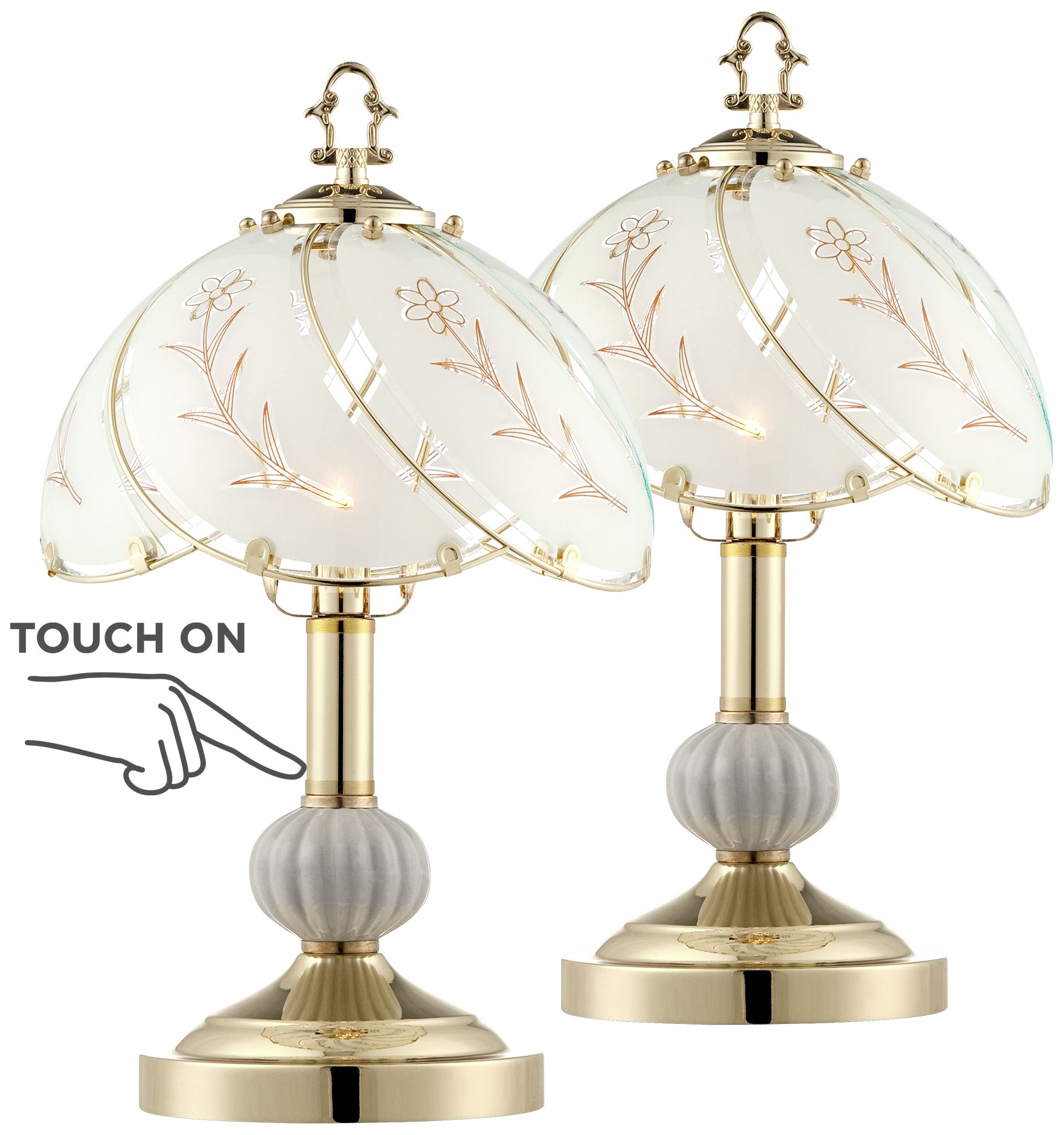 Glass Touch Lamps Bedroom Lamps Plus   Polished Brass 15 H Touch On Off Accent Table Lamp Set Of 2  57t06 